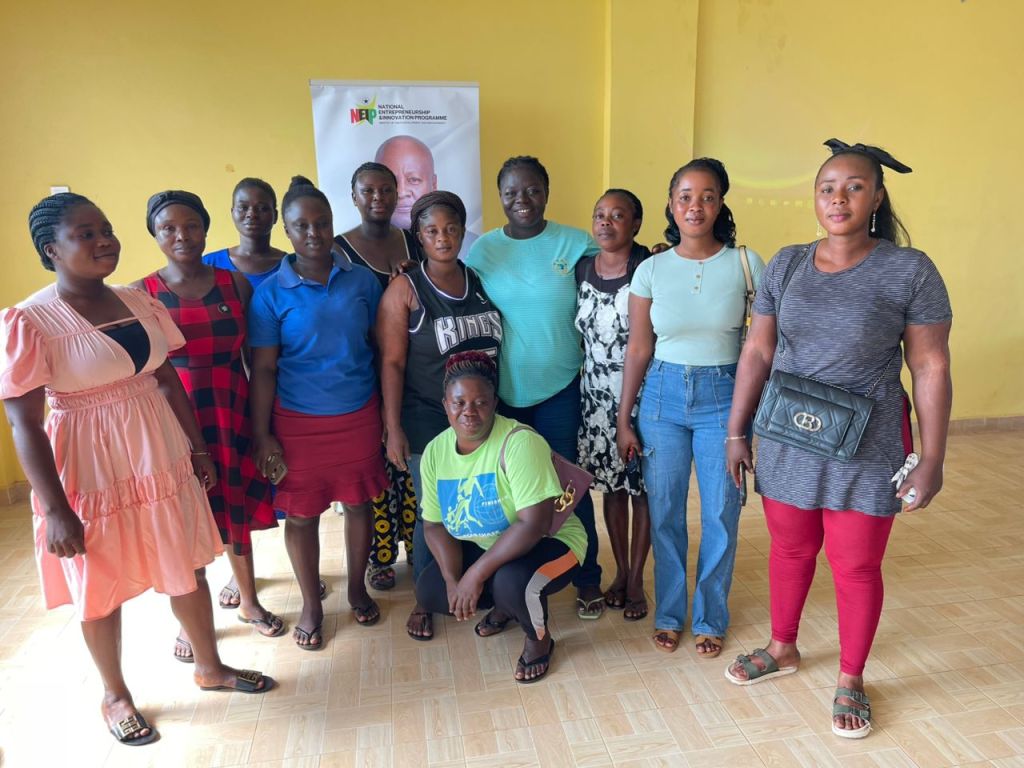 Youth participants of the Adwumawura Programme taking part in AgroT Hub’s agribusiness and entrepreneurship training in Ghana